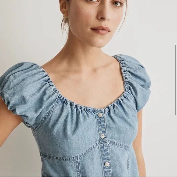 MADEWELL | Denim Margie Mini Dress in Bevy Wash - Picture 4 of 11